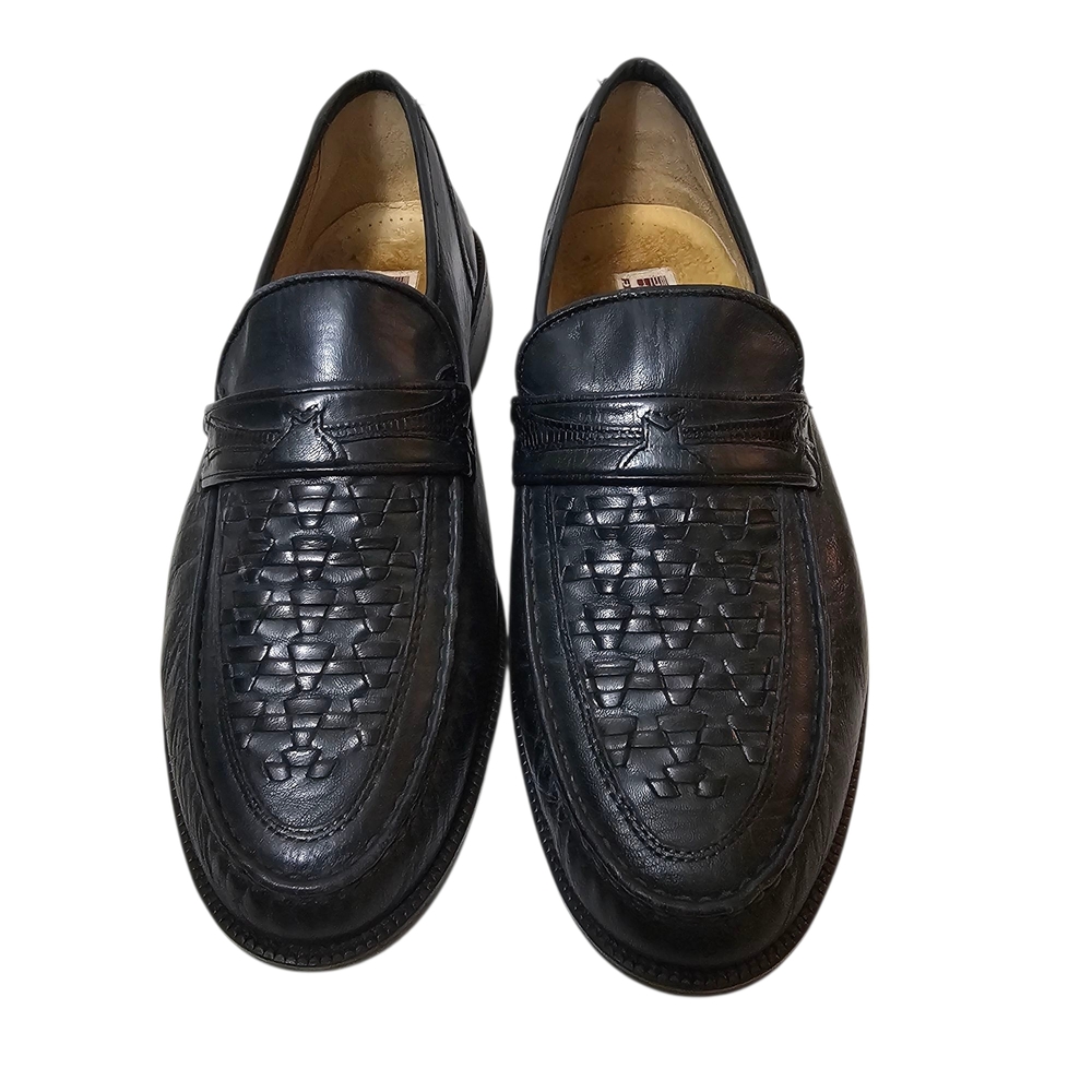 F. x Lasalle Black Italian Leather Loafers Size 44